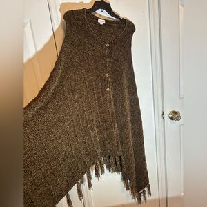 LuLaRoe Brown Fringe Women's Sweater/Poncho
